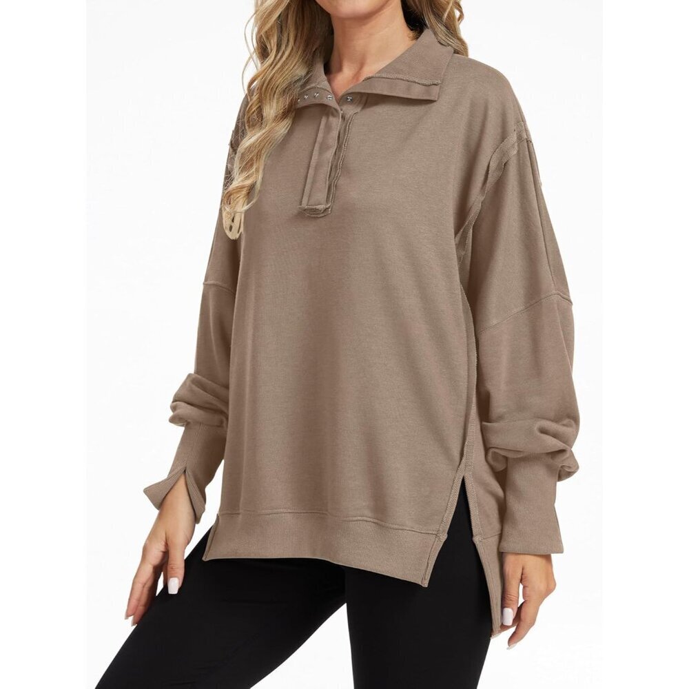 Women Oversized Sweatshirt Cotton Blend Long Sleeve Casual Fall XL - Picture 3 of 6